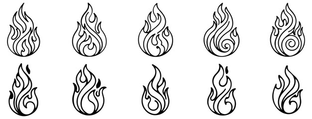Set of Stylized Flame Icons