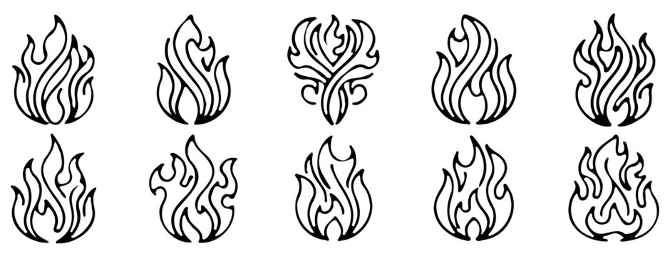 Set of Stylized Flame Icons