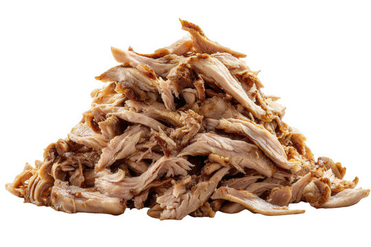 Crispy fried shredded pork skin pile isolated on transparent background