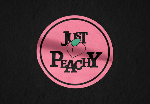 Pink Circular Logo Sticker Mockup With Text PSD