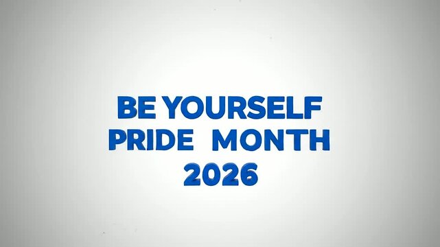 Be Yourself Pride Month 2026: Animated Rainbow Heart with Colorful Geometric Shapes Celebrating LGBTQ+ Love and Inclusivity.