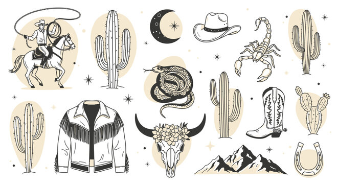 Wild West Cowboy and Desert Elements Collection, Western Iconography
