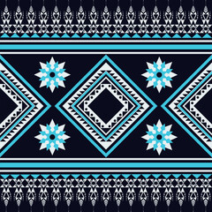 Blue Native Geometric Abstract Ethnic Pattern seamless.