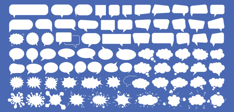 Speech bubble set blank comic balloon empty dialogue cloud cartoon shape vector illustration creative design isolated on red background playful expressive communication