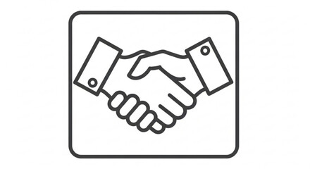 Handshake icon symbolizing partnership agreement cooperation and business deal in simple line art style