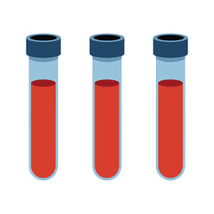 Three test tubes filled with red liquid for medical research purposes