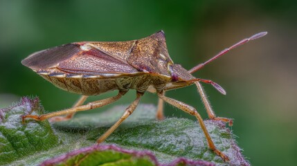 Macro side view of an insect, showing intricate detail on its wings and body