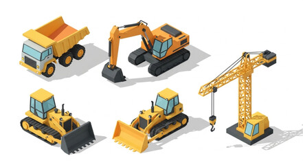 Heavy Construction Machinery Equipment Vehicles. © adam