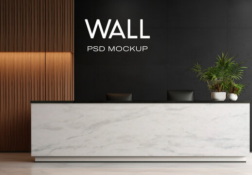 Modern Reception Desk Mockup PSD