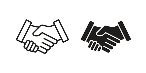 Fototapeta premium Business deal icon in black stroke eps vector graphic