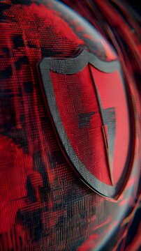 surrounded by AI holographic shields protecting against cyber threats