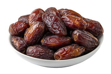 Obraz premium Fresh ripe dates fruit cluster in bowl isolated on transparent background
