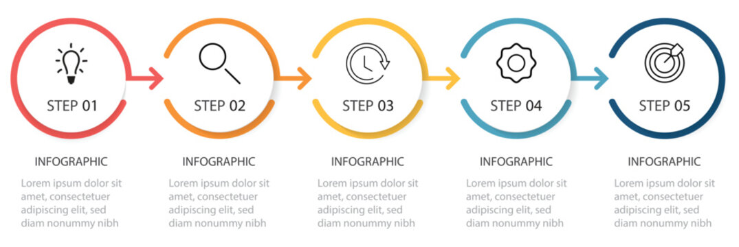Business data visualization. 5 Steps Modern Timeline diagram with road journey concept. Vector Infographic design business template with icons and 5 options or steps.