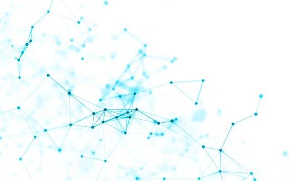 Abstract blue background featuring interconnected nodes and lines representing network connections, digital data flow and connectivity; Looping