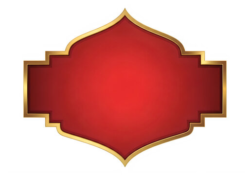 An elegant geometric red border design with intricate golden detailing and pointed ends