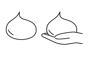 洗顔やせっけんの泡と人物の手のアイコンセット