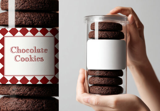 Delicious Chocolate Cookies In Jar Mockup PSD