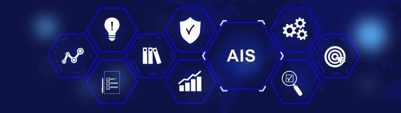 AIS administrative information service. A service that manages administrative information. Business, Technology, Internet and network 4k video concept.