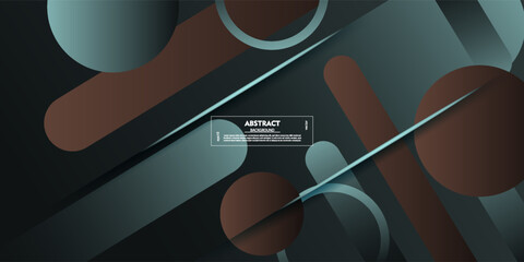 Dynamic abstract background in dark green and brown. Simple overlapping geometric pattern design. EPS10 vector.