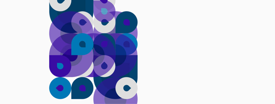 Abstract composition featuring overlapping purple circles. Minimalist design with negative space, modern aesthetic. Simple shapes create visual interest.
