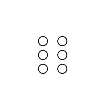 Clean and modern vector graphic depicting a six-dot menu icon, symbolizing access to more options, settings, or extended content within digital user interfaces