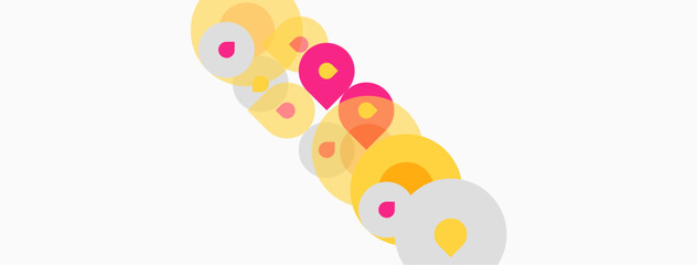 Fototapeta premium Colorful circles overlap, creating playful composition. Soft hues suggest lightheartedness, simple design. Minimalist aesthetic.