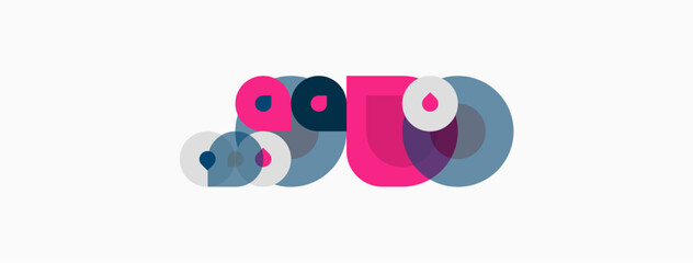 Fototapeta premium Abstract colorful circles overlap, creating dynamic composition. Shapes vary sizes, hues, suggesting movement, energy. Minimalist design.