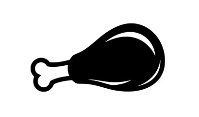 Chicken Drumstick Black Silhouette Vector Illustration