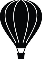 Fototapeta premium Black hot air balloon icon on for travel and adventure concepts