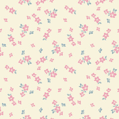 Japanese Pretty Flower Fall Vector Seamless Pattern
