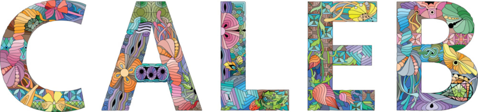 Male name CALEB. Vector decorative object
