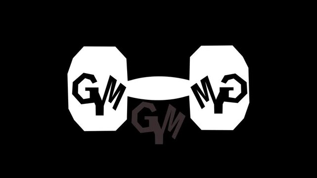 Minimal line animation of a muscular arm lifting a barbell. Simple black-and-white fitness icon representing strength, training, and workout progress. 4K,. ,..