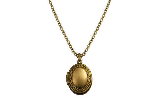 Vintage brass locket pendant on chain with ornate details