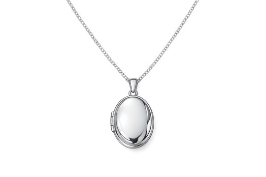Silver oval locket necklace with chain