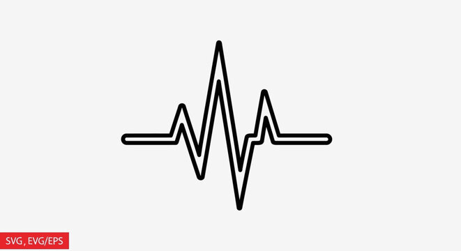Electrocardiogram (ECG) heartbeat line icon in minimalist flat vector style. 