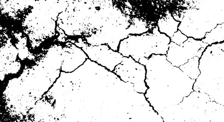 Obraz premium Abstract Black and White Grunge Crack Overlay Background with Old Wall Texture and Vintage Cracked Concrete Surface.
