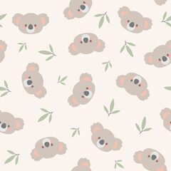 Obraz premium Seamless Koala Bear Pattern – Cute Australian Animal Repeat Background for Kids Textile, Fabric & Nursery Design