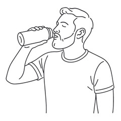 a man drinking water from a flask