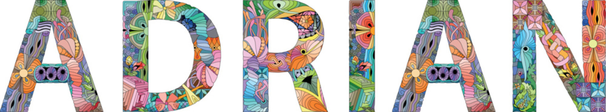 Male name ADRIAN. Vector decorative object
