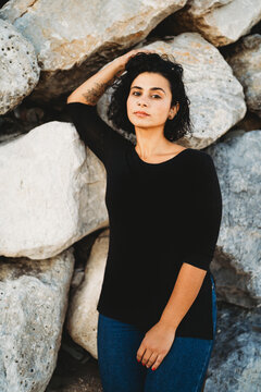 Portrait of beautiful latin hispanic woman modelling outdoors