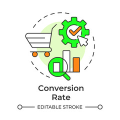 Conversion rate multi color concept icon. Economic sustainability, business management. Corporate planning. Round shape line illustration. Abstract idea. Graphic design. Easy to use in booklet