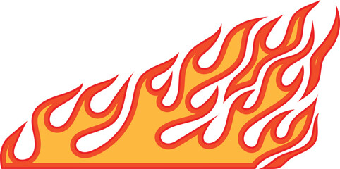 Fire flame vector illustration. Racing car fire stickers, hot speed symbols. Abstract flame shapes, orange and yellow fire elements set for design. Tattoo and logo fire style graphics. ©  Maxstocker01