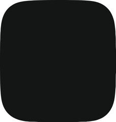 Black rounded square silhouette for mobile app icon base, minimalist geometric frame, button template, and corporate brand identity element.