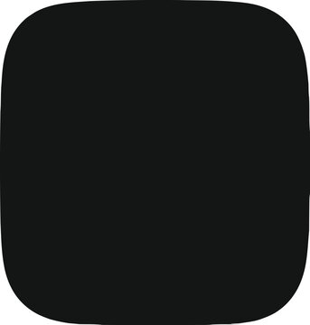 Black rounded square silhouette for mobile app icon base, minimalist geometric frame, button template, and corporate brand identity element.