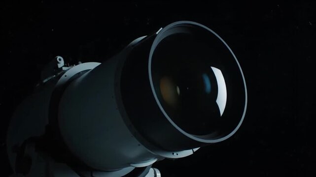 Giant Telescope Lens Observing Distant Stars in Deep Space