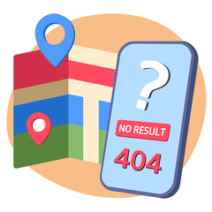 Location Not Found GPS Map Error Illustration