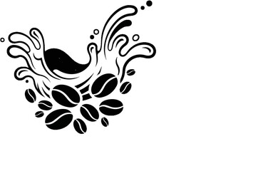 Fototapeta premium Black splash and coffee beans art
