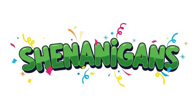 Colorful playful text design with festive confetti.