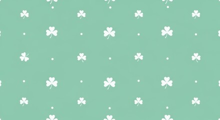 Seamless mint green cloverleaf pattern background.