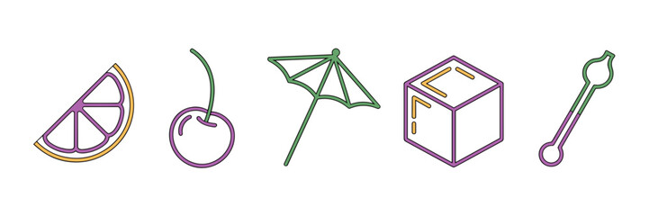 Festive drink garnish vector set &ndash; Suitable for menu typography.